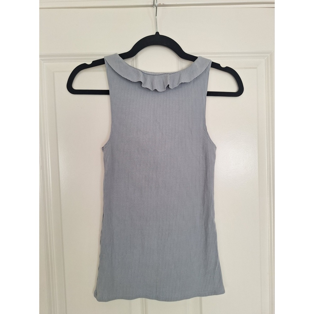 Reformation Light Gray Ruffle Tank Top Size XS - Picture 3 of 6